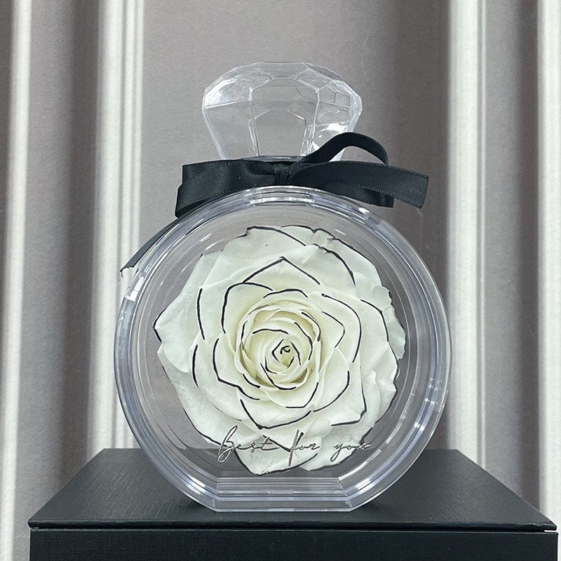 Adornos de flores eternas con cubierta transparente, rosas secas, caja de regalo para Navidad, Año Nuevo y San Valentín.
