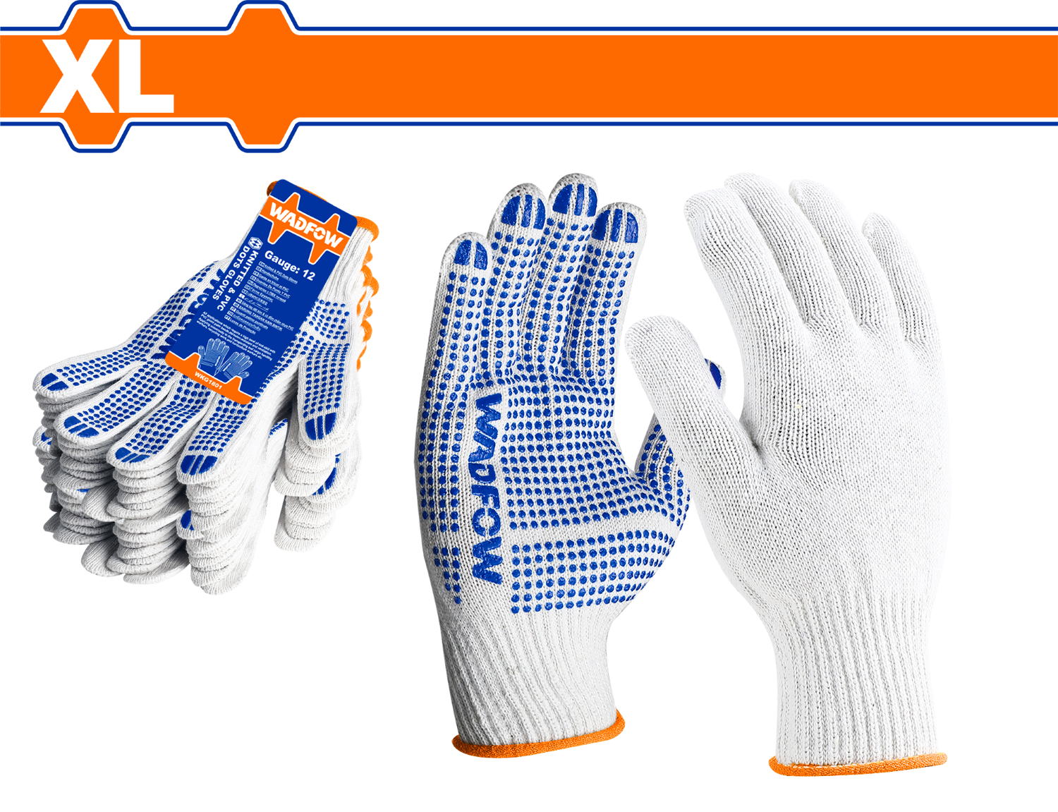 Juego de 12 pares de guantes de punto y puntos de PVC