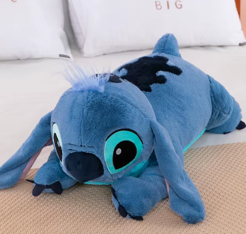 Muñeco de peluche de Stitch azul con forma de cachorro y almohada larga