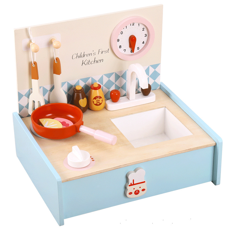 Mini juego de cocina de madera para regalar en el Día del Niño
