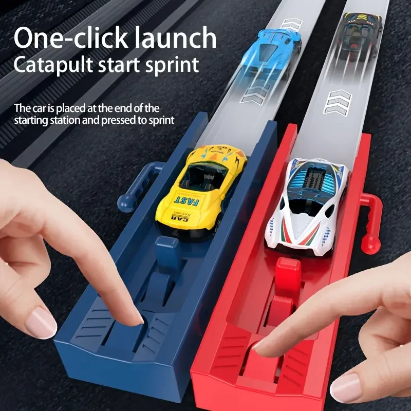 Inmoredo - Emocionante pista de carreras con coche de aleación: dos modos de juego, ventosas para una fácil instalación, juego educativo para niños (color aleatorio)