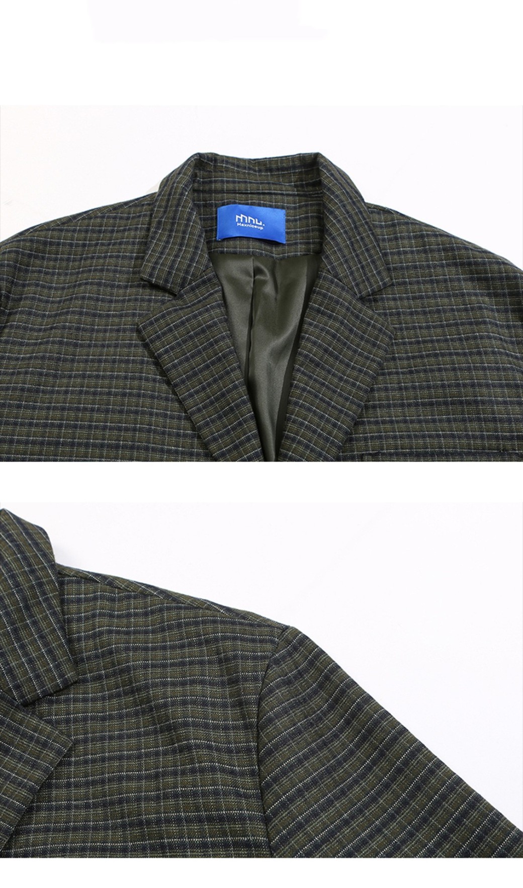 Traje de cuadros finos estilo universitario