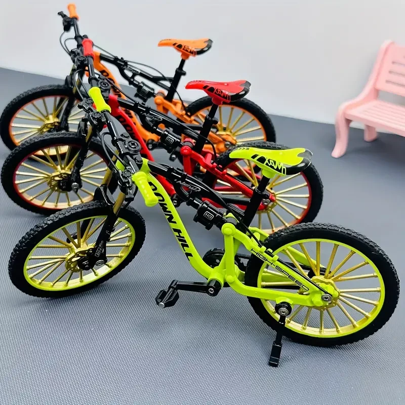 Bicicleta de montaña de aleación a escala 1:8, juguete con amortiguación, minibicicleta de dedo desmontable para el hogar, dormitorio, sala de estar y oficina, ideal como regalo de Navidad.