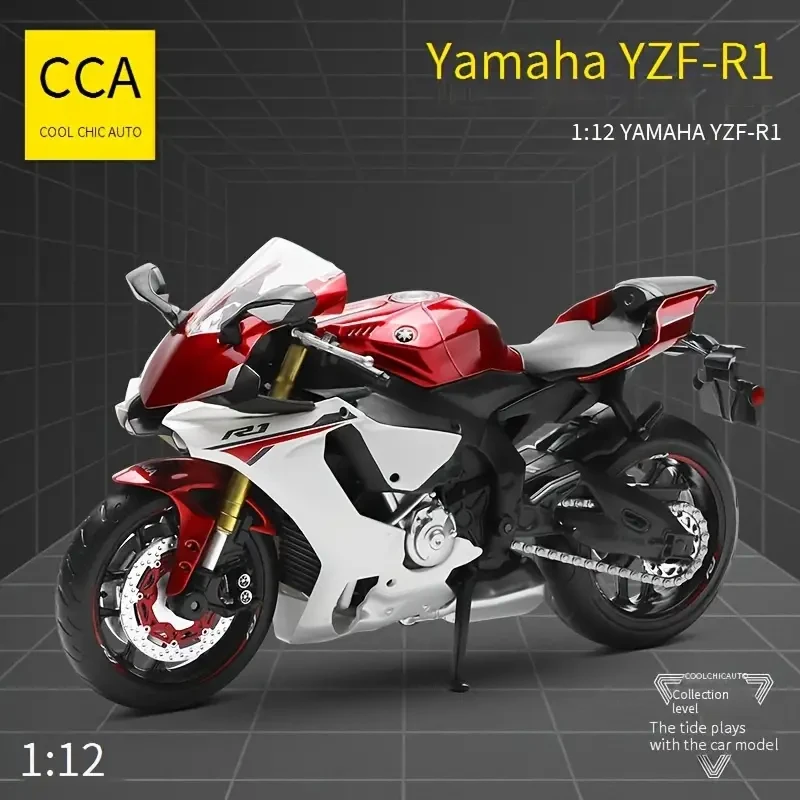 Maqueta a escala 1:12 de una motocicleta Yamaha YZF-R1 dorada para niños, adorno de coche de juguete, maqueta de coche de juguete para niños, regalo de cumpleaños