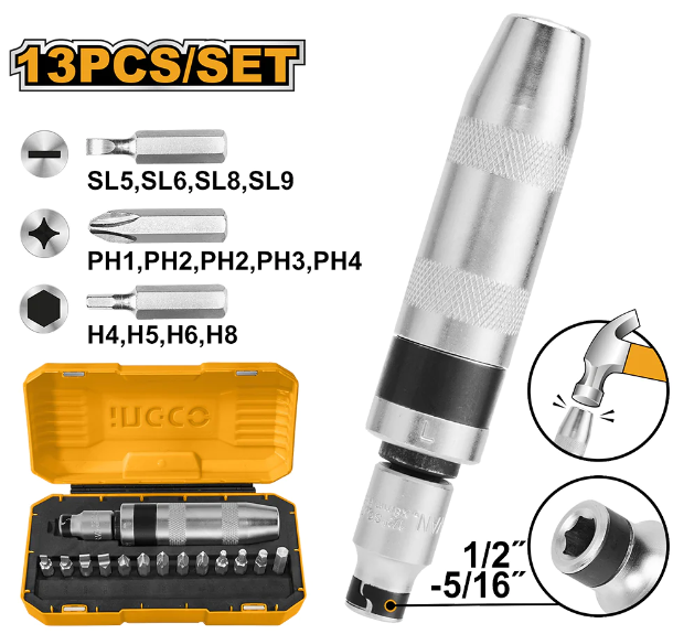 Juego de 13 destornilladores de impacto