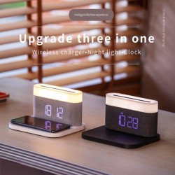 Cargador inalámbrico, reloj de escritorio, luz nocturna, lámpara de mesa