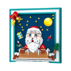 Marco de fotos navideño con partículas pequeñas, rompecabezas, bloques de construcción, juguetes para niños