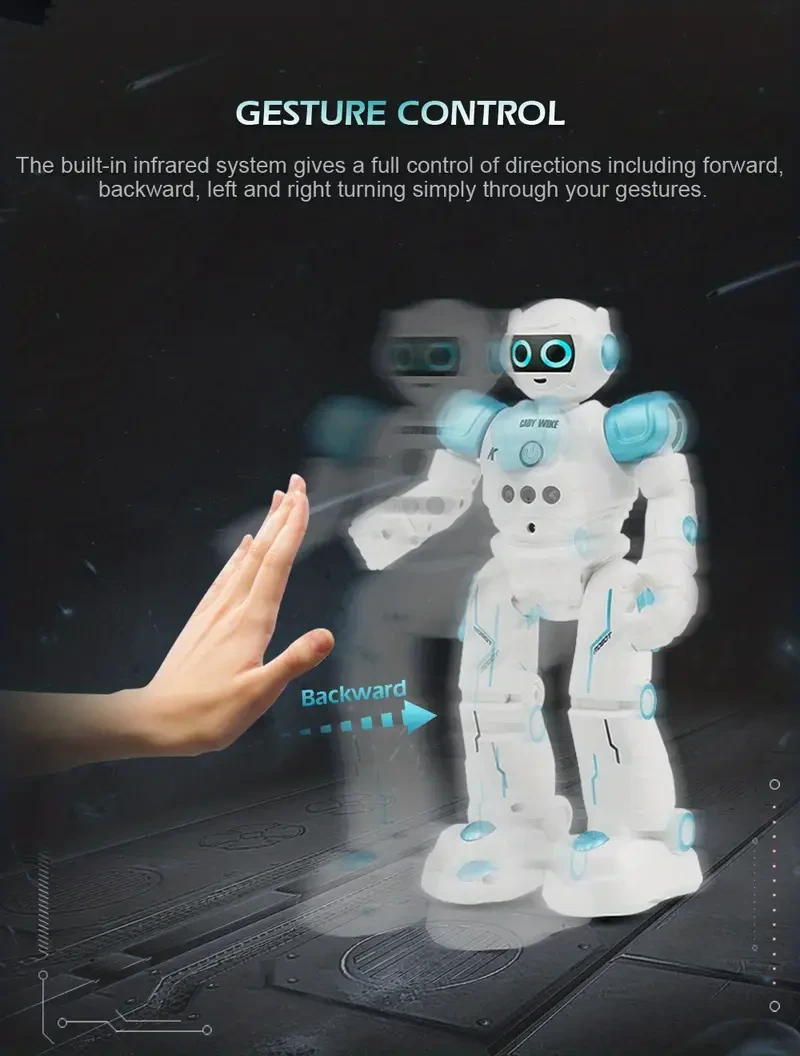 Robot Kedivik, Control de gestos, Evitación de obstáculos, Canto y baile, Programación inteligente, Demostración automática