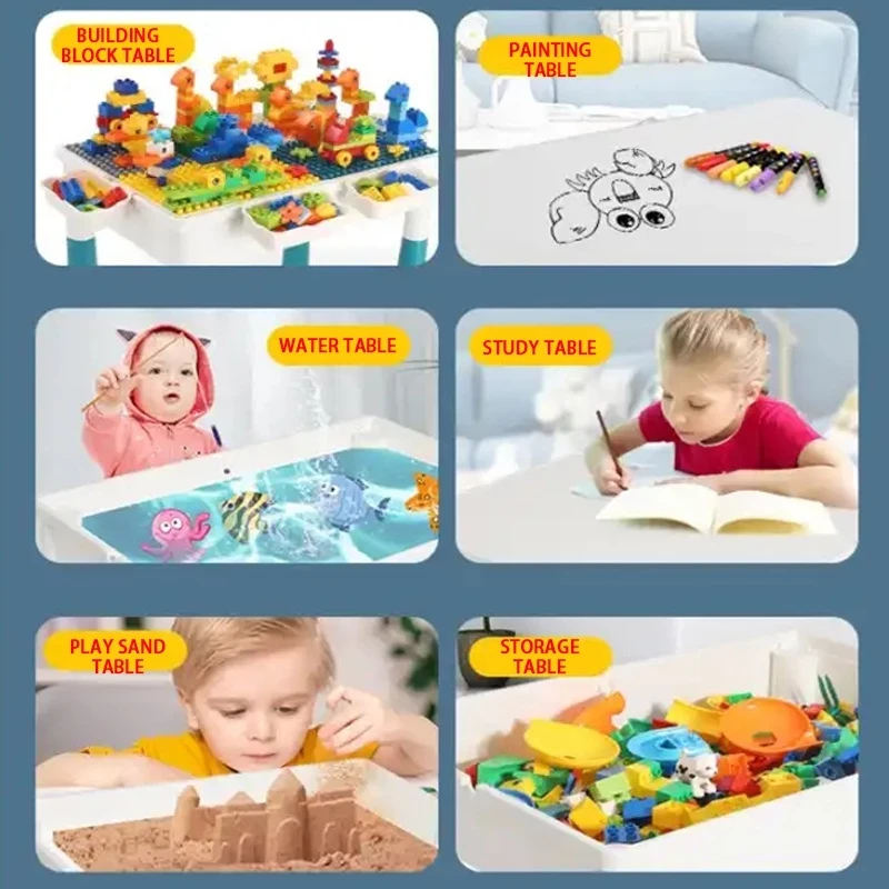 Mesa de construcción multifunción para niños, bloques de construcción grandes compatibles con actividades educativas, juguetes de bloques grandes, regalo