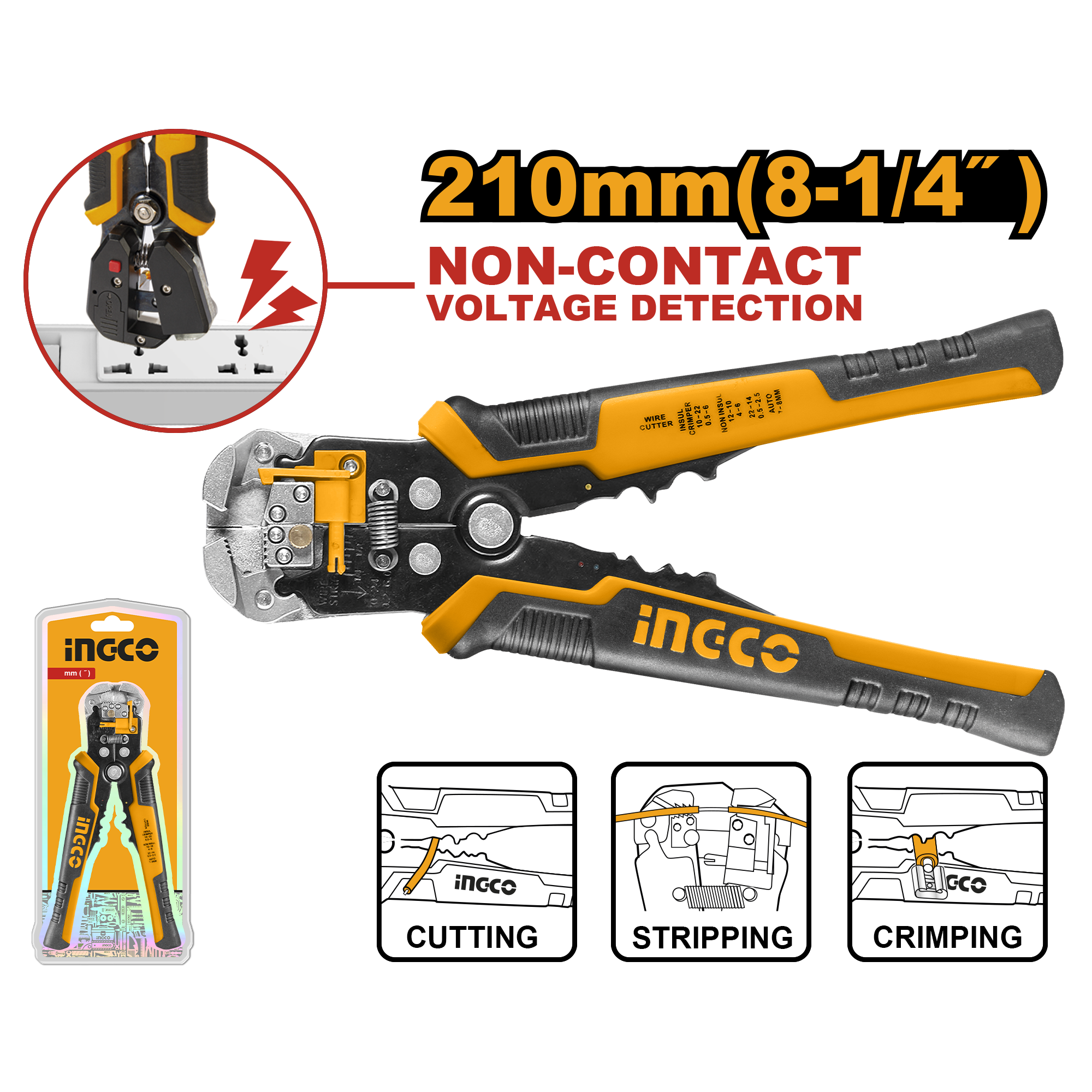 Pelacables con detección de voltaje inteligente de 210 mm y 8-1/4"