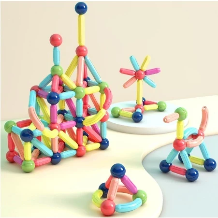 64 piezas de juguetes con bolas magnéticas para niños con caja magnética, juguetes educativos de construcción, rompecabezas, juguetes creativos y sensoriales.