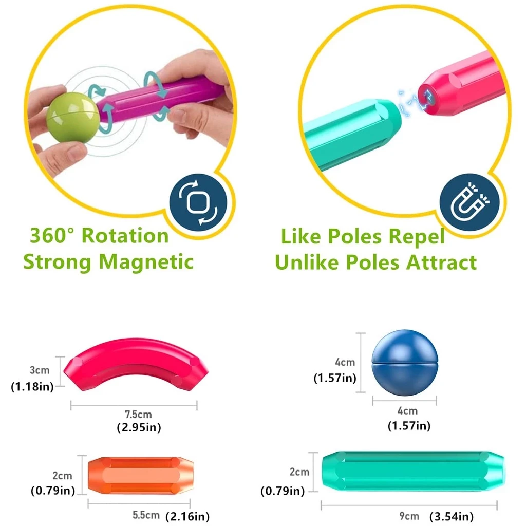 64 piezas de juguetes con bolas magnéticas para niños con caja magnética, juguetes educativos de construcción, rompecabezas, juguetes creativos y sensoriales.