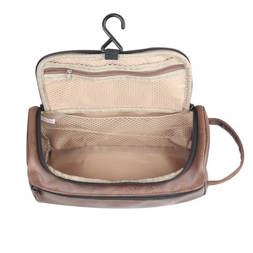 Bolsa de cosméticos colgante de PU, bolsa de baño portátil, bolsa de almacenamiento