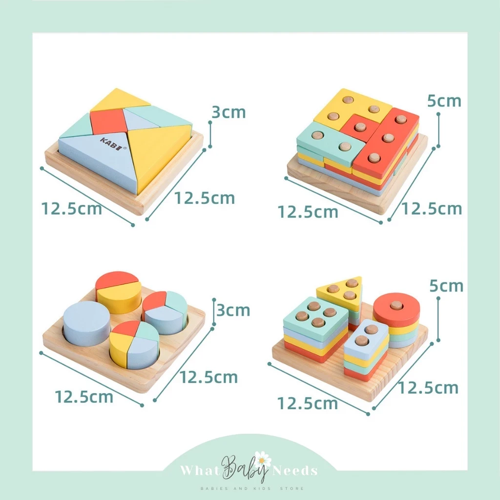 Juguete de madera Montessori 4 en 1 / Juguetes educativos de madera Scrapenak Forma y color