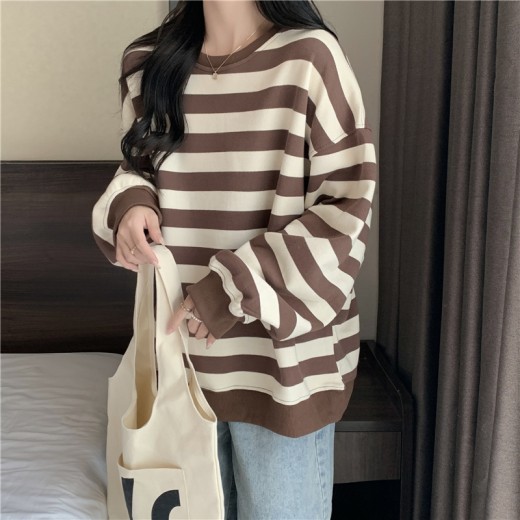 Sudadera de cuello redondo con estampado retro para mujer