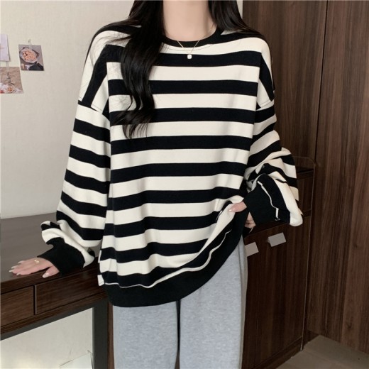 Sudadera de cuello redondo con estampado retro para mujer