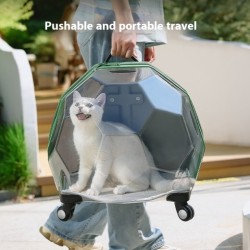 Maleta portátil para mascotas, transparente, para gatos y perros, con cápsula espacial