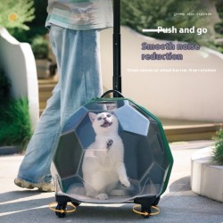 Maleta portátil para mascotas, transparente, para gatos y perros, con cápsula espacial
