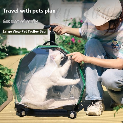 Maleta portátil para mascotas, transparente, para gatos y perros, con cápsula espacial