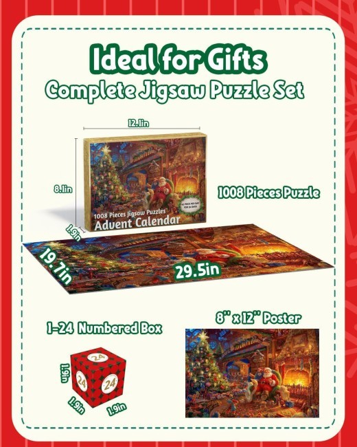 Rompecabezas de la escena de cuenta regresiva de 24 días de Navidad