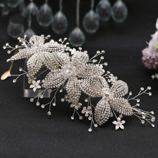 Accesorios para el cabello con diamantes de imitación y flores, diadema para novias y bodas