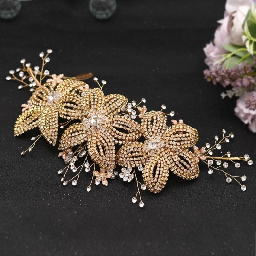 Accesorios para el cabello con diamantes de imitación y flores, diadema para novias y bodas