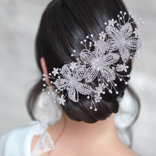 Accesorios para el cabello con diamantes de imitación y flores, diadema para novias y bodas