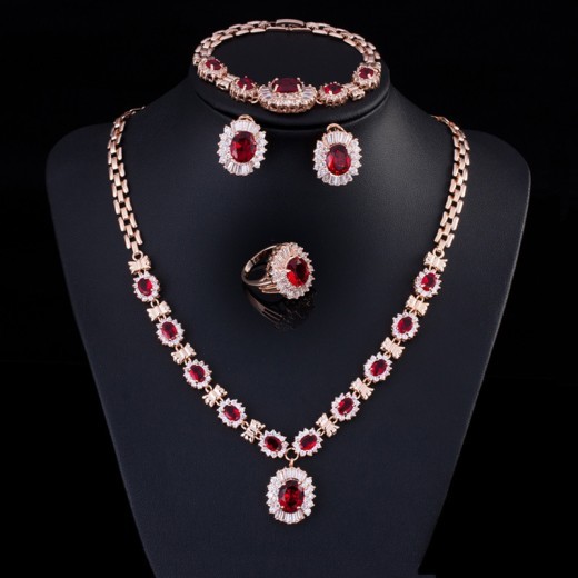Conjunto de collar y cadena de circonitas retro de gran marca para mujer