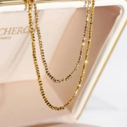 Collar de oro de 18 quilates con cadena de cuentas elásticas con cuentas láser onduladas