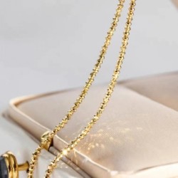 Collar de oro de 18 quilates con cadena de cuentas elásticas con cuentas láser onduladas