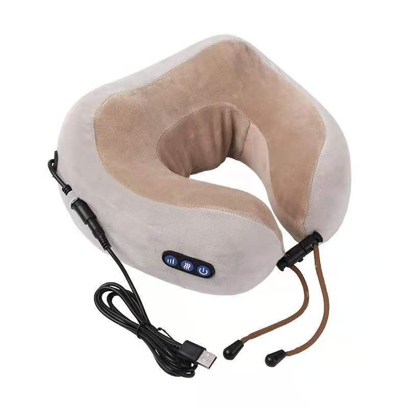 Almohada de masaje en forma de U, dispositivo de masaje cervical, masajeador eléctrico de cuello, hombros, espalda y cervicales para relajación corporal.
