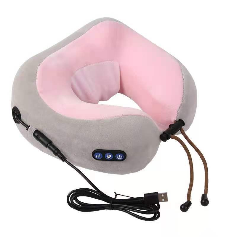 Almohada de masaje en forma de U, dispositivo de masaje cervical, masajeador eléctrico de cuello, hombros, espalda y cervicales para relajación corporal.