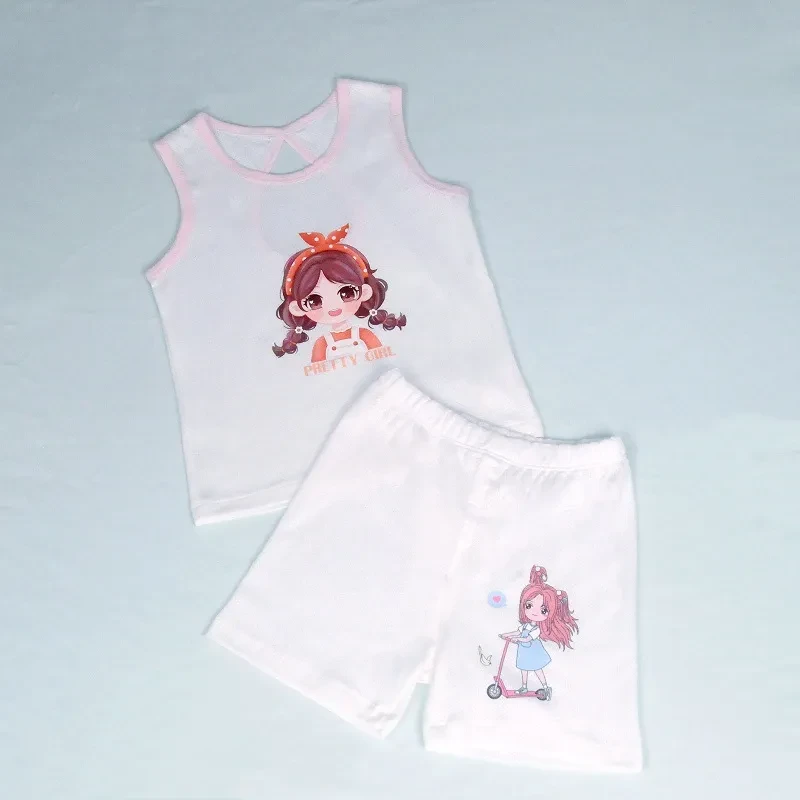Conjunto de camiseta y top sin mangas de algodón para niña