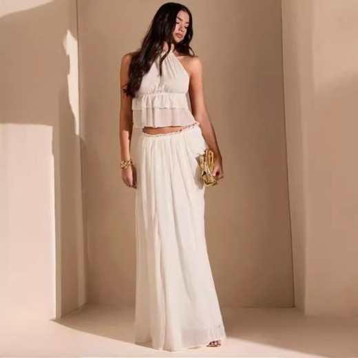 Vestido largo sin espalda, cómodo e informal para mujer