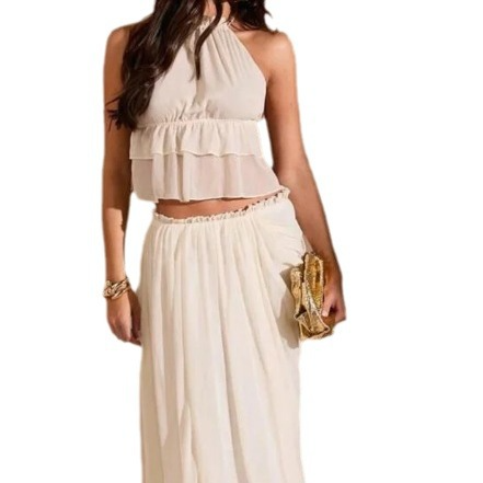 Vestido largo sin espalda, cómodo e informal para mujer