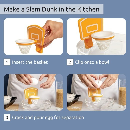 Aro de baloncesto de cocina con separador amarillo huevo y transparente