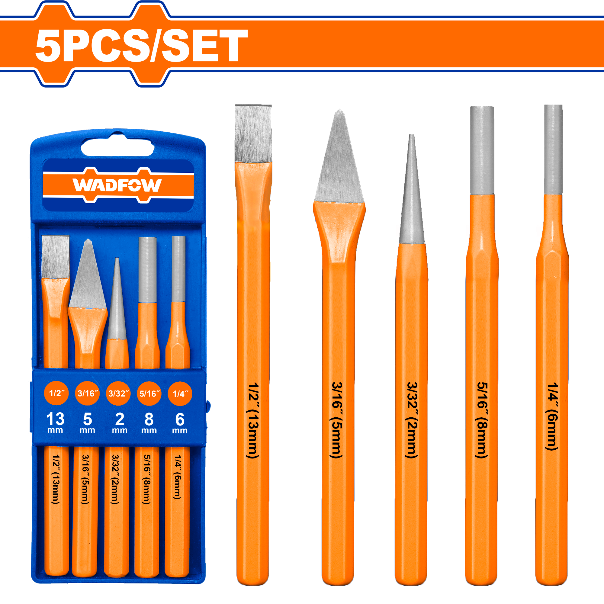 Juego de 5 cinceles y punzones fríos