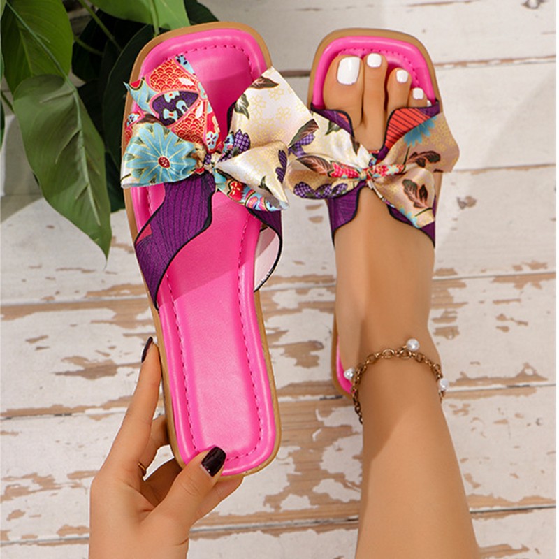 Sandalias con lazo de cinta, nuevas sandalias de verano con punta cuadrada y tacón bajo para mujer, sandalias casuales de moda para playa.