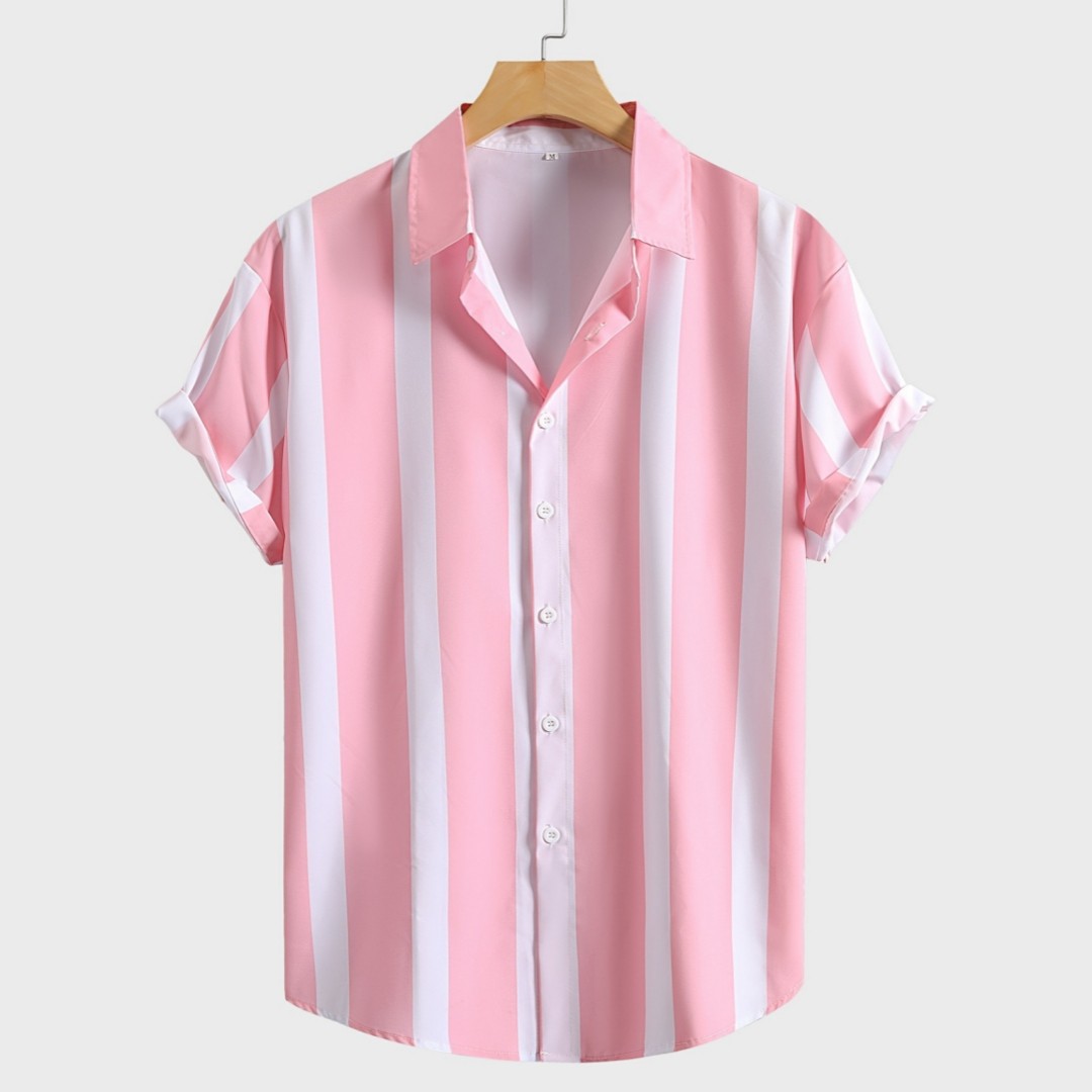 Camisa informal de manga corta con solapa para playa de verano