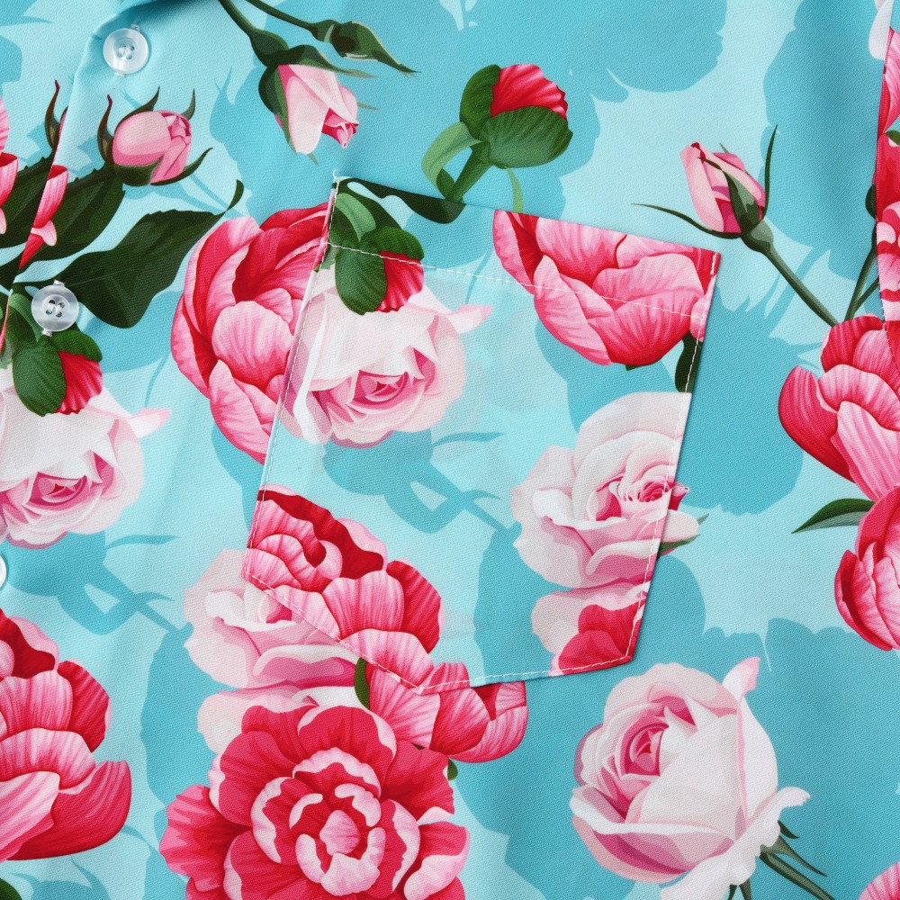 Camisa estampada de seda helada Hawaii Beach para hombre