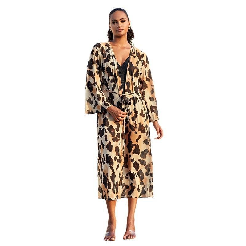 Vestido playero de malla estampada versátil para mujer