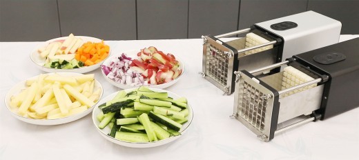 Cortador eléctrico de patatas fritas con cuchillas de acero inoxidable para uso doméstico y comercial.