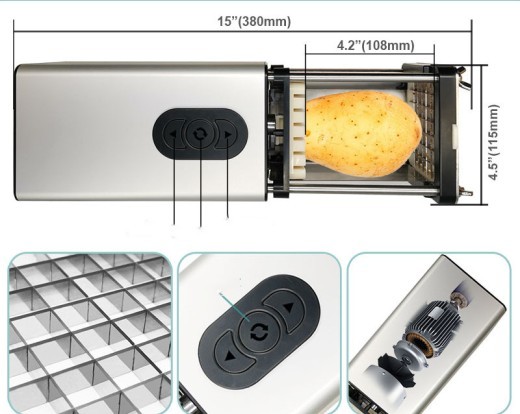 Cortador eléctrico de patatas fritas con cuchillas de acero inoxidable para uso doméstico y comercial.