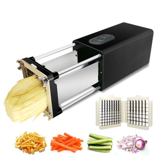 Cortador eléctrico de patatas fritas con cuchillas de acero inoxidable para uso doméstico y comercial.