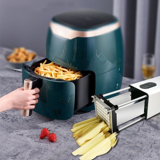 Cortador eléctrico de patatas fritas con cuchillas de acero inoxidable para uso doméstico y comercial.