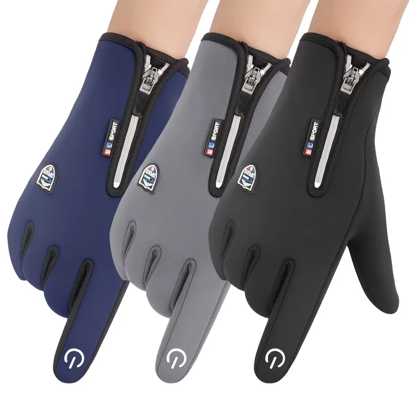Guantes cálidos de invierno - Guantes deportivos para exteriores resistentes al frío y al viento para ciclismo, esquí y viajes en solitario - Compatibles con pantallas táctiles, antideslizantes, impermeables, unisex para hombre y mujer