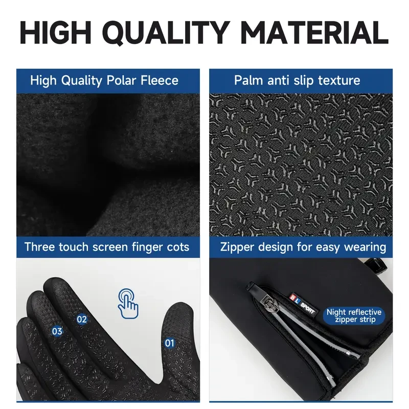 Guantes cálidos de invierno - Guantes deportivos para exteriores resistentes al frío y al viento para ciclismo, esquí y viajes en solitario - Compatibles con pantallas táctiles, antideslizantes, impermeables, unisex para hombre y mujer