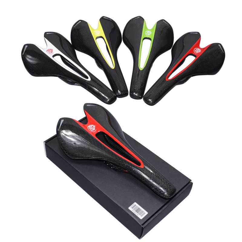 Cojín de asiento para bicicleta de montaña y carretera de fibra de carbono completo