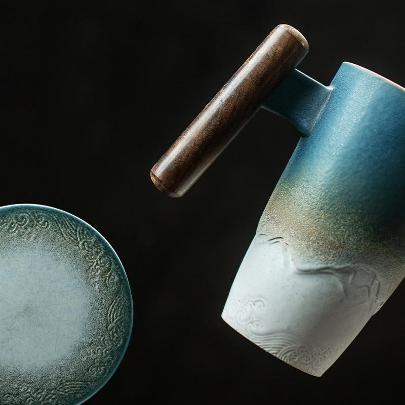 Taza de té de gran capacidad, taza de filtro para el hogar, taza de cerámica