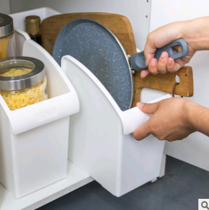 Estante de almacenamiento de cocina apilable, caja de almacenamiento para cocina y baño, tapa para olla de herramientas, estante para condimentos